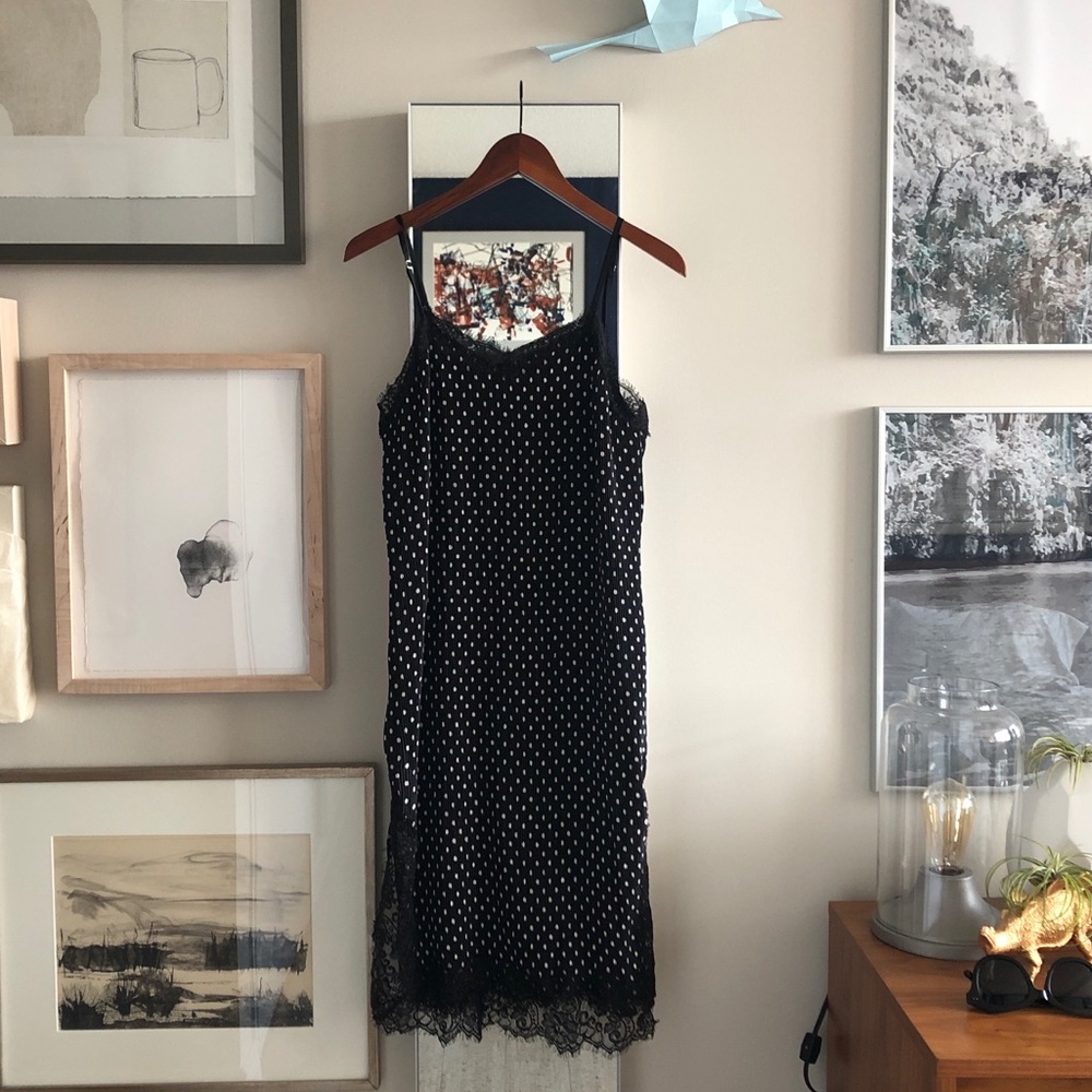 *SOLD* Free People Pleated Polka Dot Slip Dress, sz4